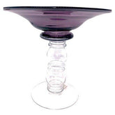 Handblown Glass Centerpiece Violet Bowl on Clear Glass Pedestal - Eva Essentials